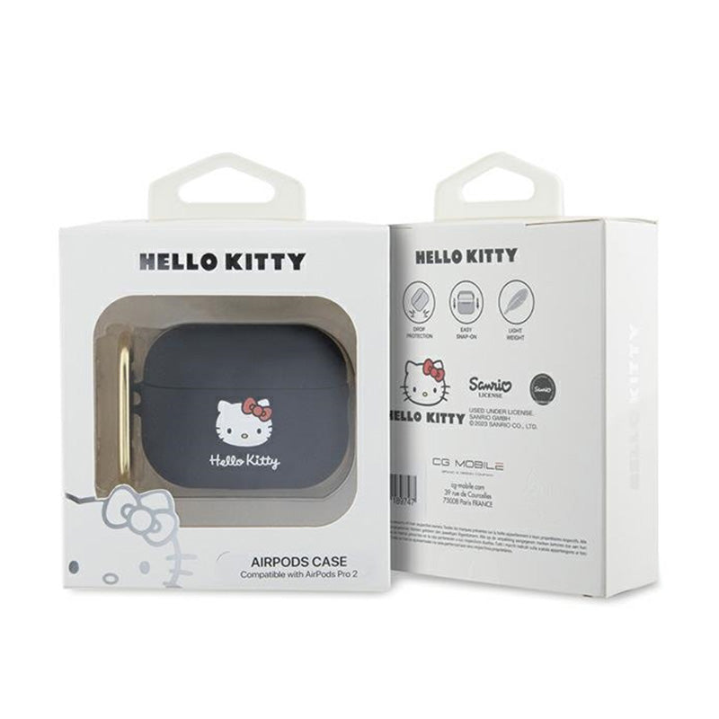 Hello Kitty Siliconen 3D Kitty Head - hoesje voor AirPods Pro 2 (zwart) (4)