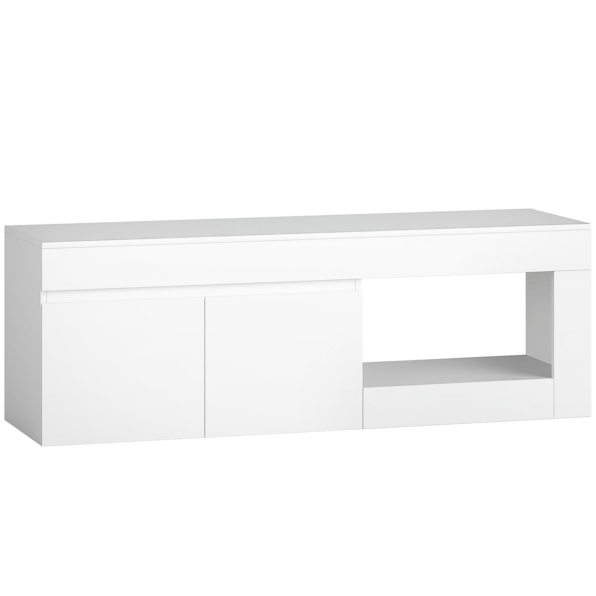 Modern tv-meubel voor in de woonkamer met 2 deuren, open vak en handgrepen, voor tv's tot 60 inch, 140 x 40 x 48