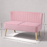 2-zits stoffen bank bankstel gestoffeerde bank loungebank breed roze (3)
