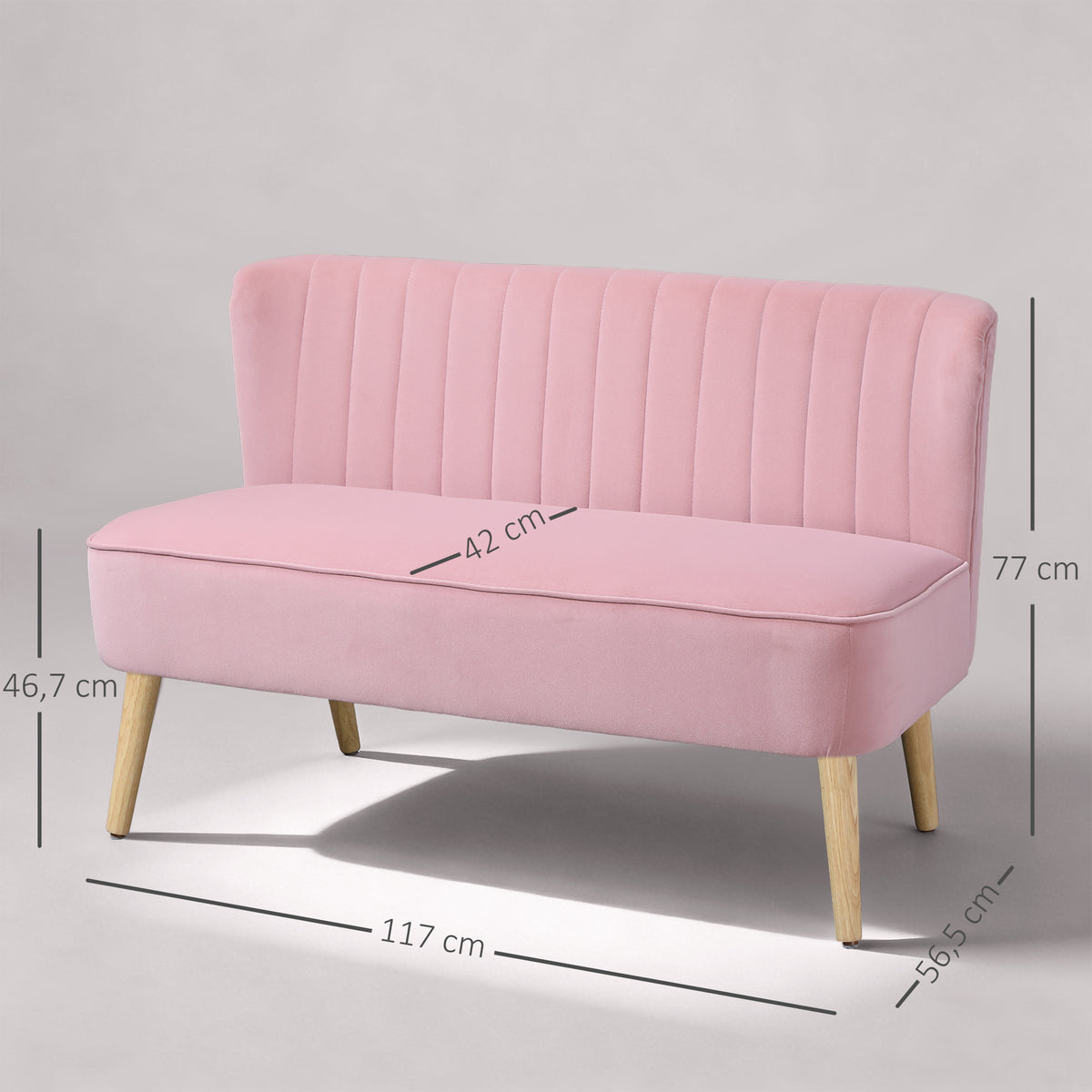 2-zits stoffen bank bankstel gestoffeerde bank loungebank breed roze (3)