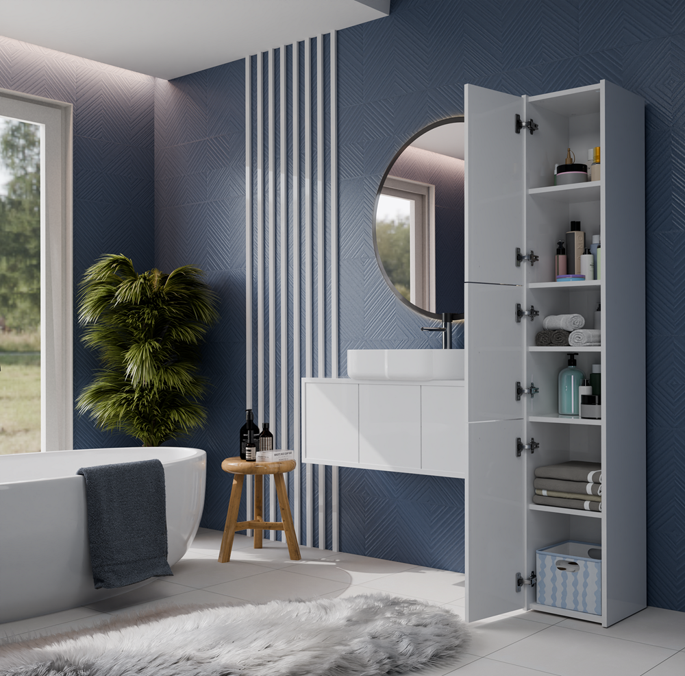 Badezimmer-Hochschrank Sara S33 WEISS – Produktabbildung 2