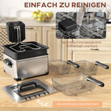 Friteuse, 5 l oliecapaciteit, timer, kijkvenster, 2000 W vermogen, zilverkleurig (7)