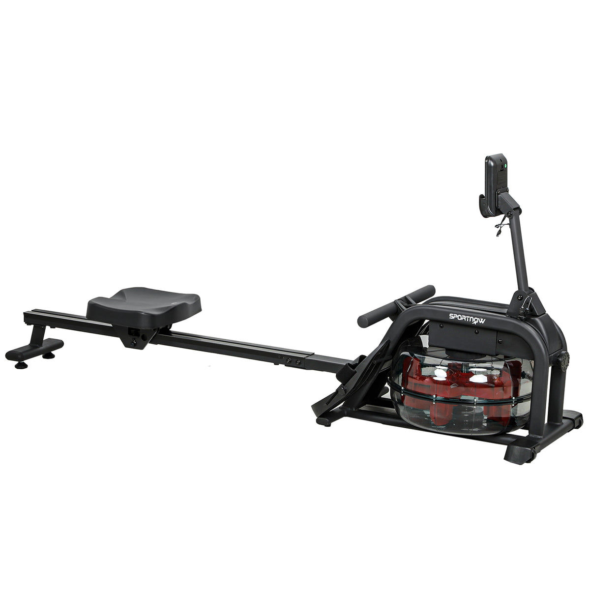 Roeiapparaat voor training, roeimachine met 6-11 L watertank, lcd-monitor, telefoonhouder, 135 kg draagvermogen