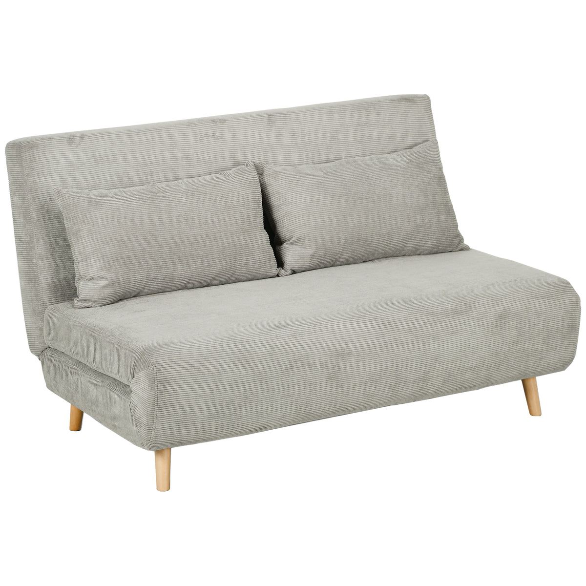 Slaapbank, logeerbed, 3-voudig verstelbare rugleuning, linnenlook, tot 120 kg, 141 x 90 x 81 cm, grijs