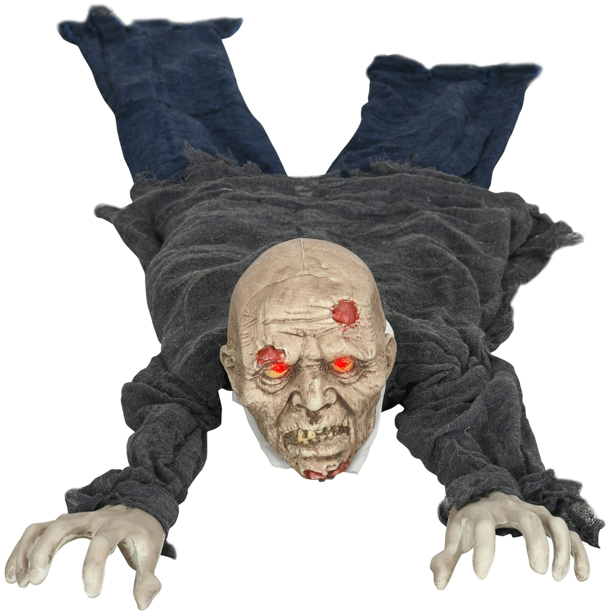 Halloween-decoratie zombie, led-ogen, huilt en kruipt, geluids- & bewegingssensor, op batterijen, 159 cm