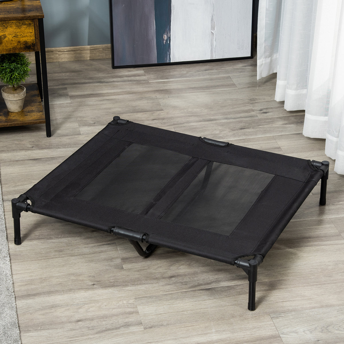 Hondenbed, outdoor hondenbed, opvouwbaar, ademend, zwart (2)