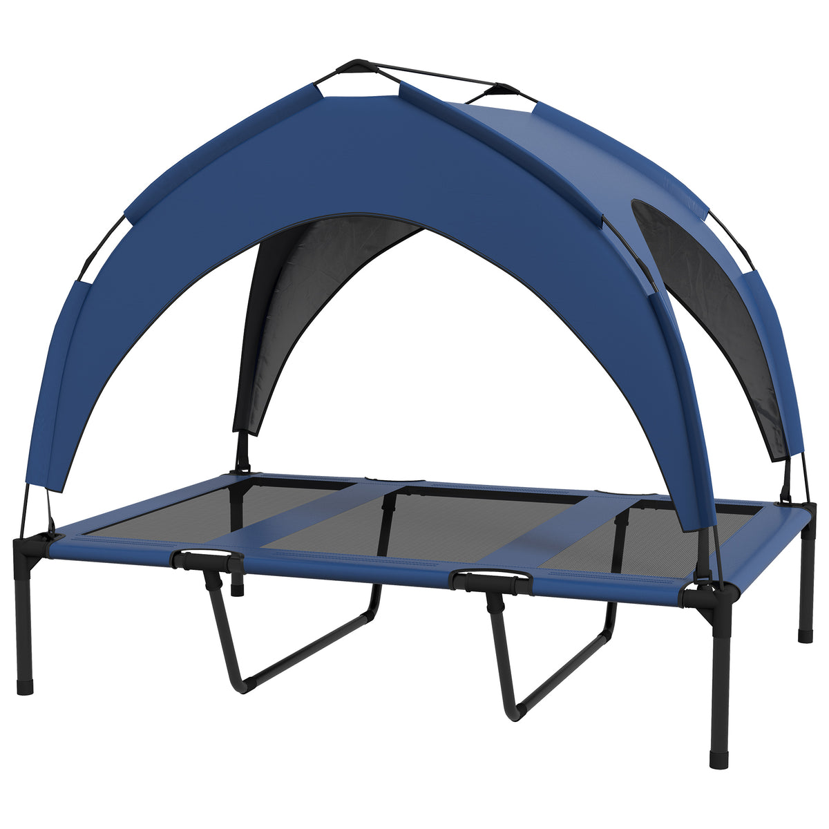 Hondenbed buiten-hondenbed, weerbestendig, verhoogd frame, 106 x 76 x 94 cm, donkerblauw
