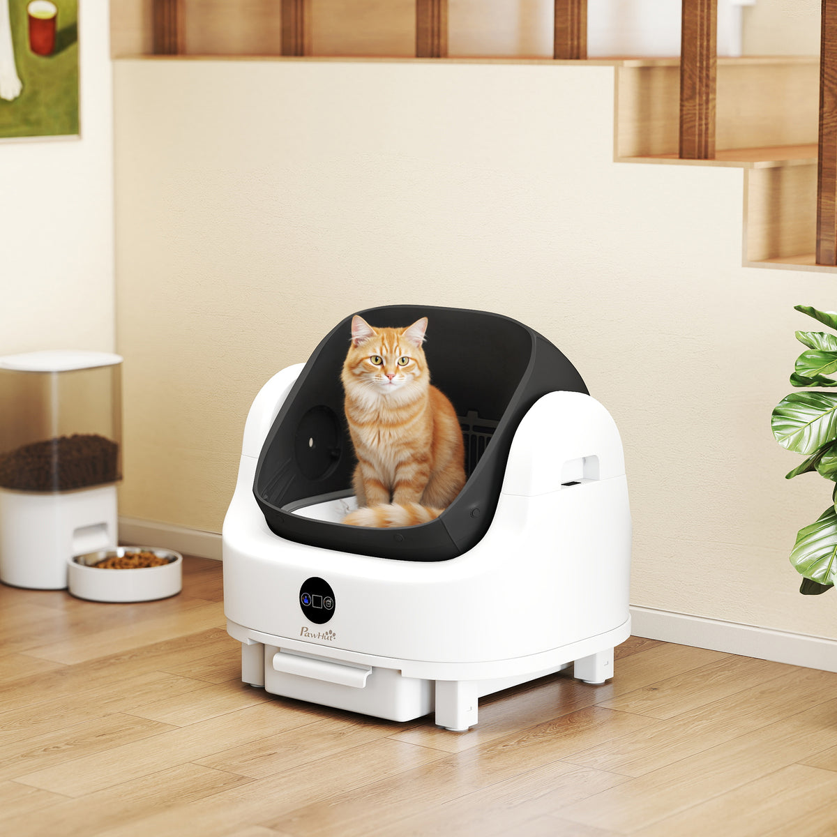 Zelfreinigende kattenbak, 42L zelfreinigend kattentoilet met aromatherapie, vuilniszakken, geurverwijdering 1-5 (2)