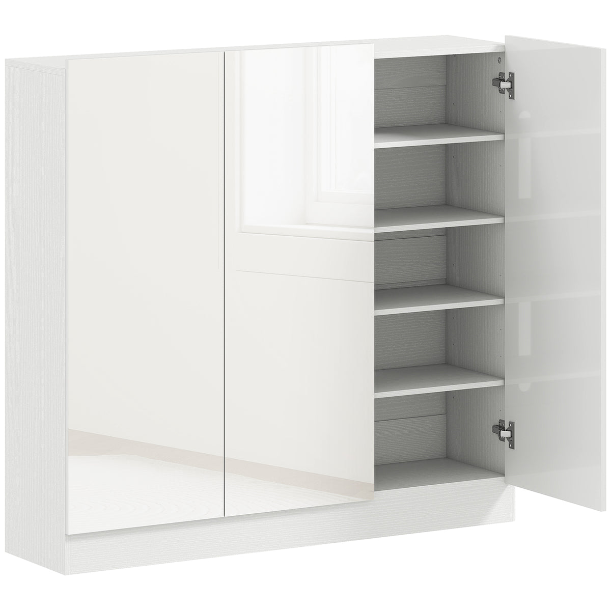 5-laagse schoenenkast voor 30 paar schoenen, verstelbare planken, voor entree, hal, wit