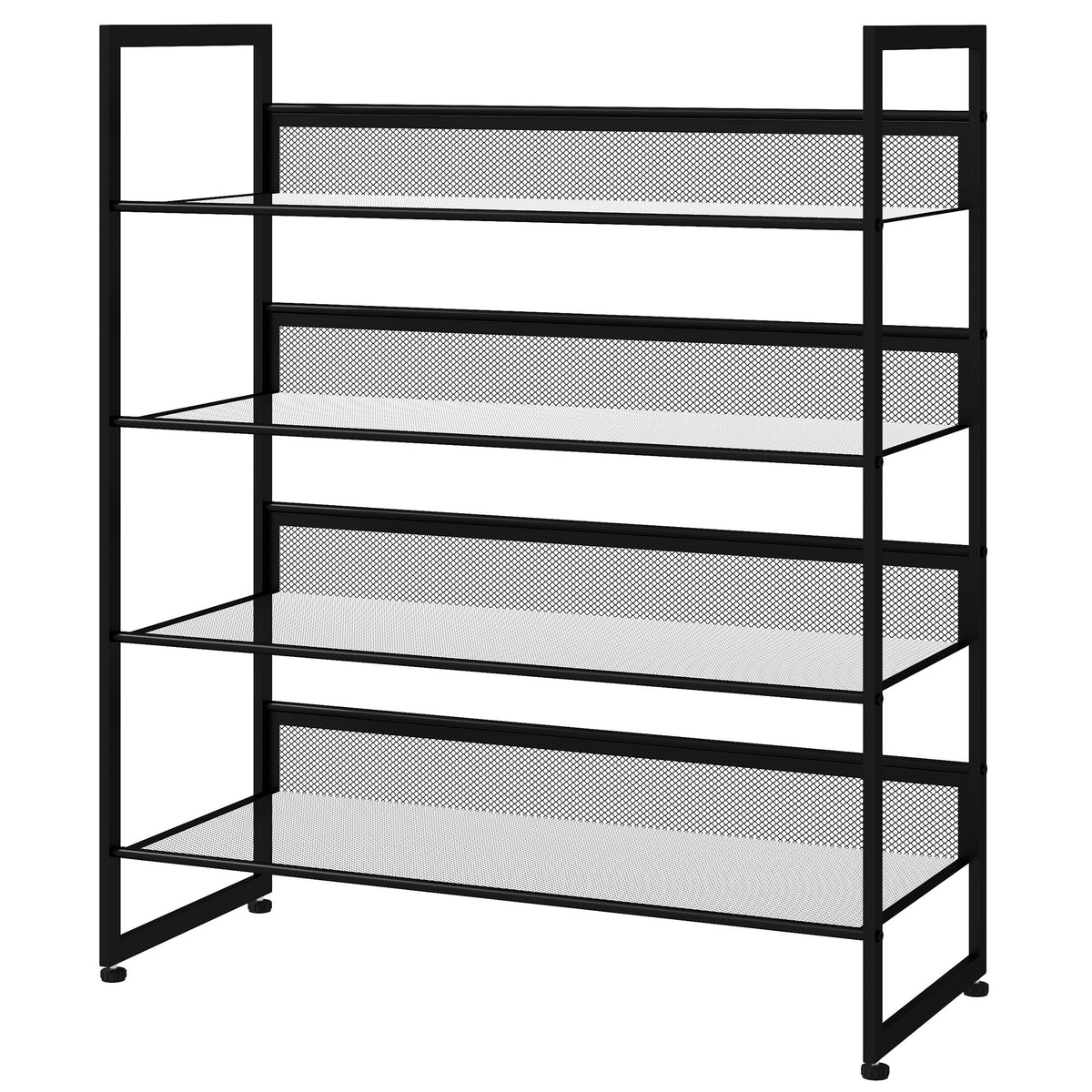 Schoenenrek schoenenplank schoenenstandaard, 4 planken, 72 cm x 30 cm x 82,7 cm, zwart