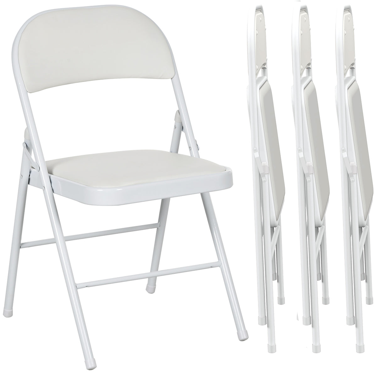 Set van 4 klapstoelen, draagbare bureaustoelen, metalen poten, klapstoel voor kantoor, receptie, wachtkamer