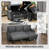 Hoekbank met slaapfunctie en opbergruimte, L-vorm slaapbank met verstelbare chaise longue, voor appartement en (5)
