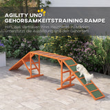 Agility hondenhelling, parcours, antislip, weerbestendig, hout, 335 x 55 x 60 cm, oranje (4)