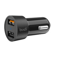 Budi - Autolader 2x USB, 30W, QC3.0 (zwart)