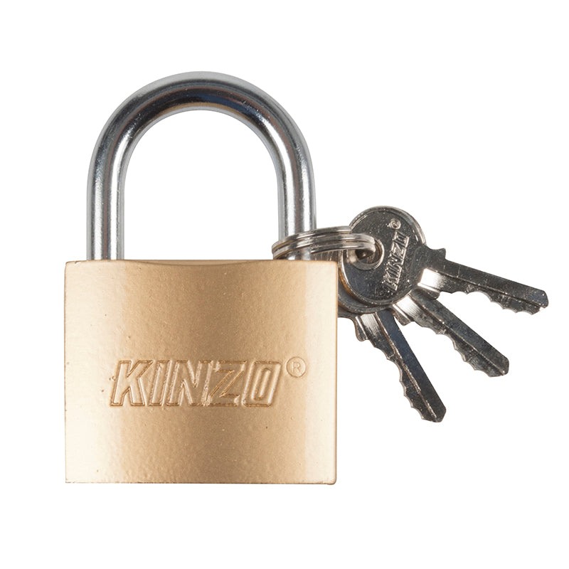 Kinzo - 50 mm messing hangslot met drie sleutels (2)