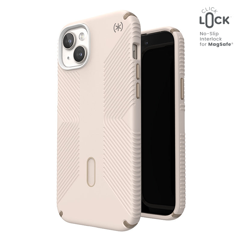 Speck Presidio2 Grip ClickLock & Magsafe hoesje voor iPhone 15 Plus / iPhone 14 Plus (Bleached Bone / Heirloom