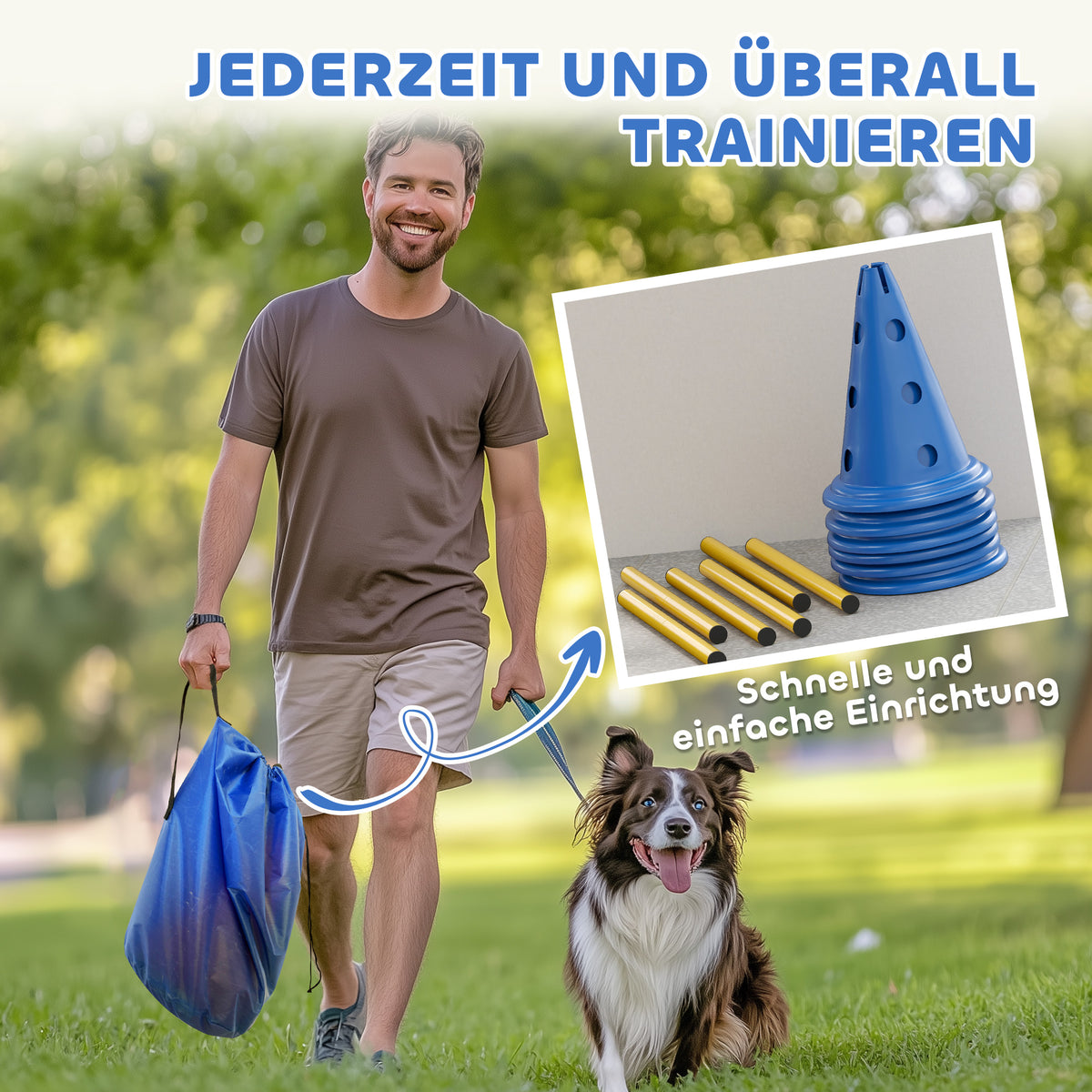 Agility-set voor honden 3-delige agility-uitrusting voor hondentraining, insteekhordeset met 6 kegels, 3 hordes (7)