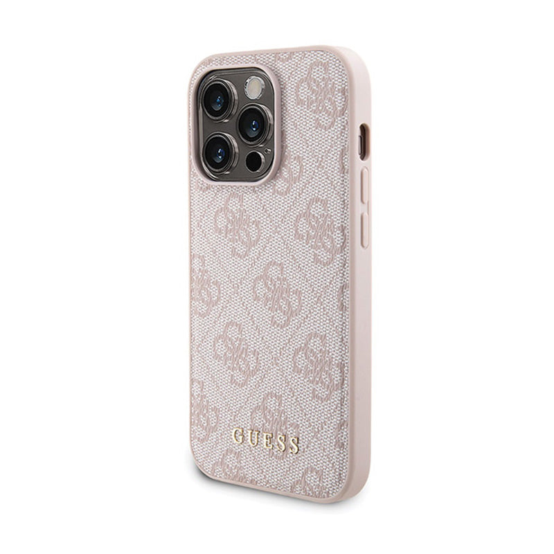Guess Bundle Pack MagSafe 4G Metal Gold Logo - set hoesje + Power Bank 5000mAh MagSafe iPhone 14 Pro (roze) (2)