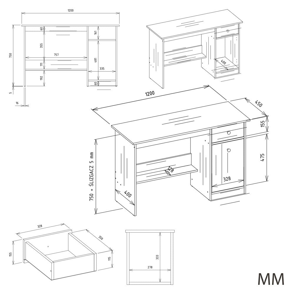 Schreibtisch CHESTER 120 ARTISAN – Produktabbildung 5