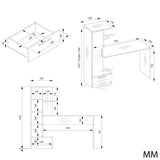 Set Schreibtisch + Regal COSMO EICHE ARTISAN – Produktabbildung 7