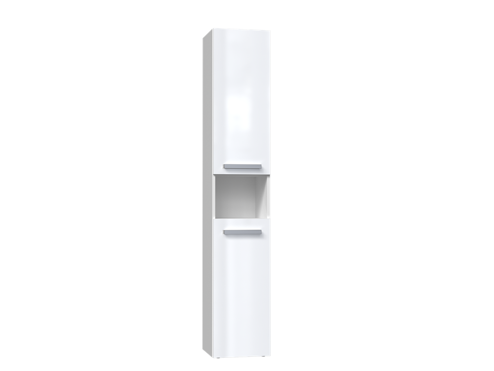 Badezimmer-Hochschrank Nel I WEISS HOCHGLANZ