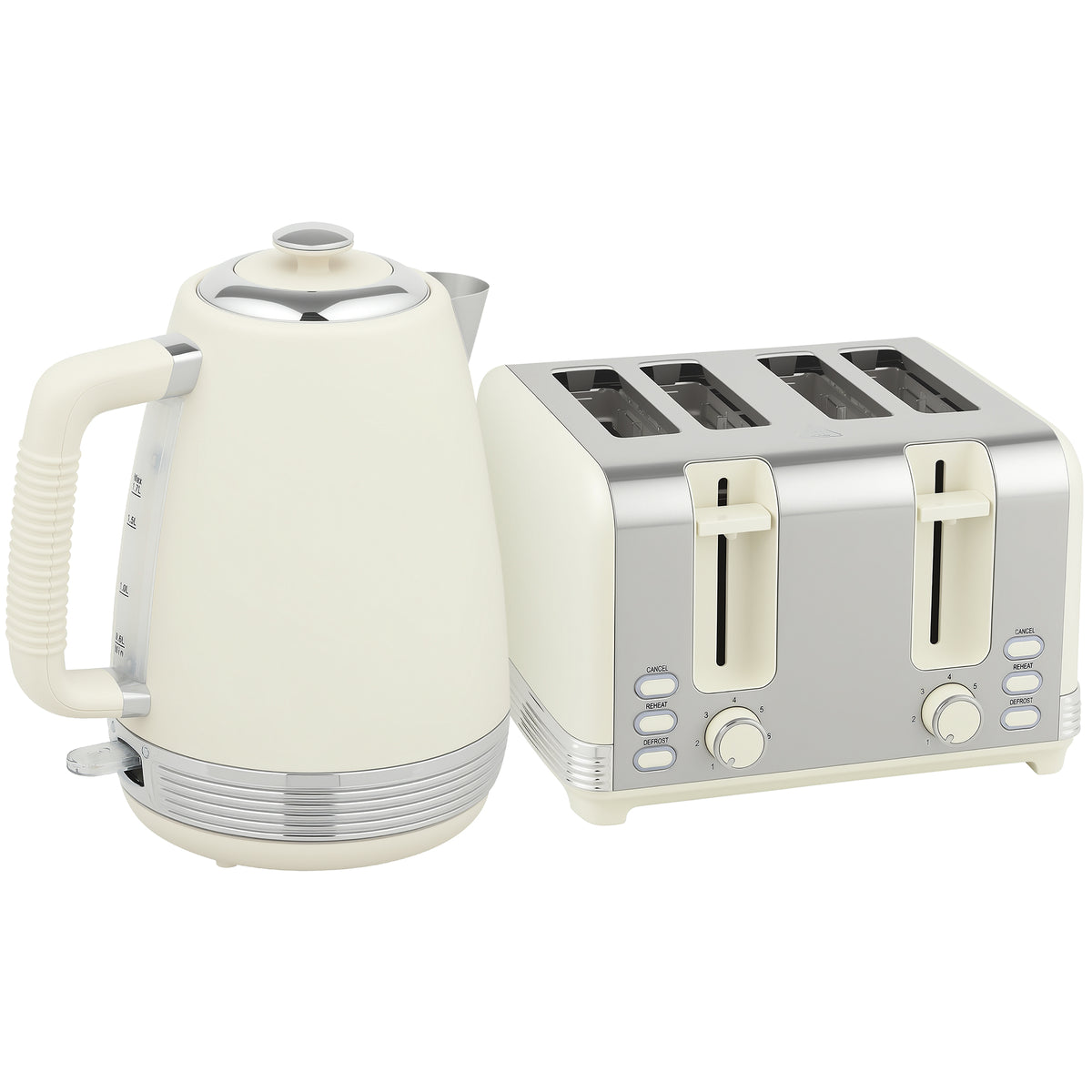 Waterkoker- en broodroosterset, 1,7 L, 2200W, Strix-thermostaat, filter, broodrooster met 4 sleuven, 7