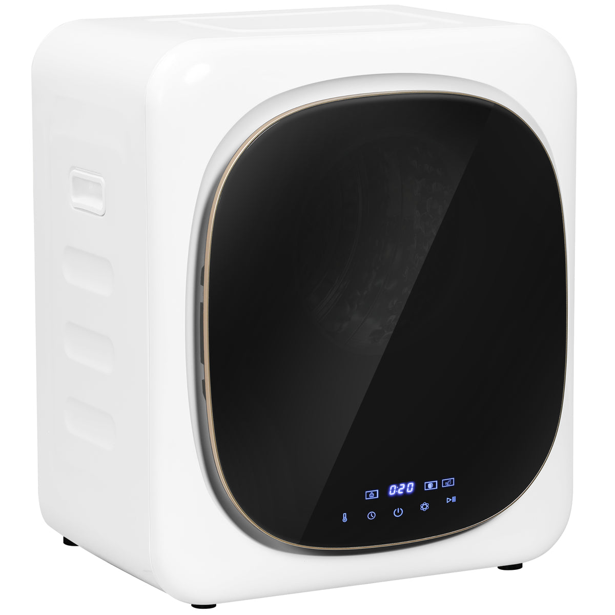 Afvoerdroger 2,5 kg met smart-modus, 800 W compacte droger met roestvrijstalen trommel, wit