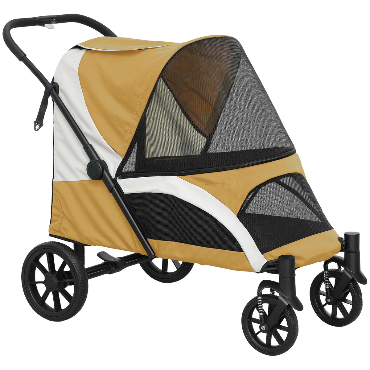 Hondenwagen, opvouwbare hondenbuggy voor middelgrote honden, huisdierwagen met 4 wielen, veiligheidslijnen