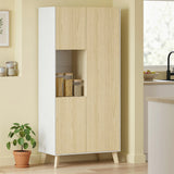170 cm keukenkast, moderne kast met open vak, verstelbare legplanken, natuurlijke houtlook (2)
