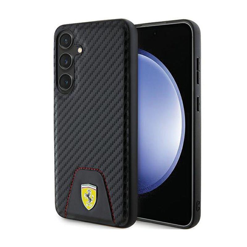 Ferrari Carbon Stitched Bottom - hoesje voor Samsung Galaxy S24+ (zwart)