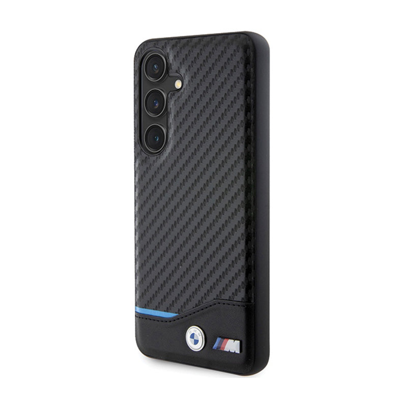 BMW Leather Carbon Blue Line - hoesje voor Samsung Galaxy S24 (zwart) (2)