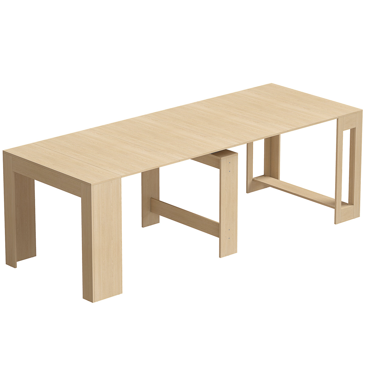 Uitschuifbare eettafel voor kleine ruimtes, omvormbaar tot console, zitplaatsen voor 10 personen, houtlook