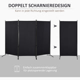 Ruimteverdeler, 3-delig privacyscherm, scheidingswand met metalen frame, zwart (4)