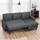 Hoekbank met slaapfunctie en opbergruimte, L-vorm slaapbank met verstelbare chaise longue, voor appartement en (10)