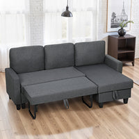 Hoekbank met slaapfunctie en opbergruimte, L-vorm slaapbank met verstelbare chaise longue, voor appartement en (10)