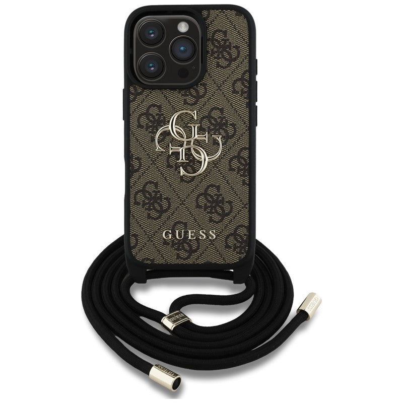 Guess 4G Big Logo Cord Strap Crossbody - Hoesje voor iPhone 16 Pro (bruin) (2)