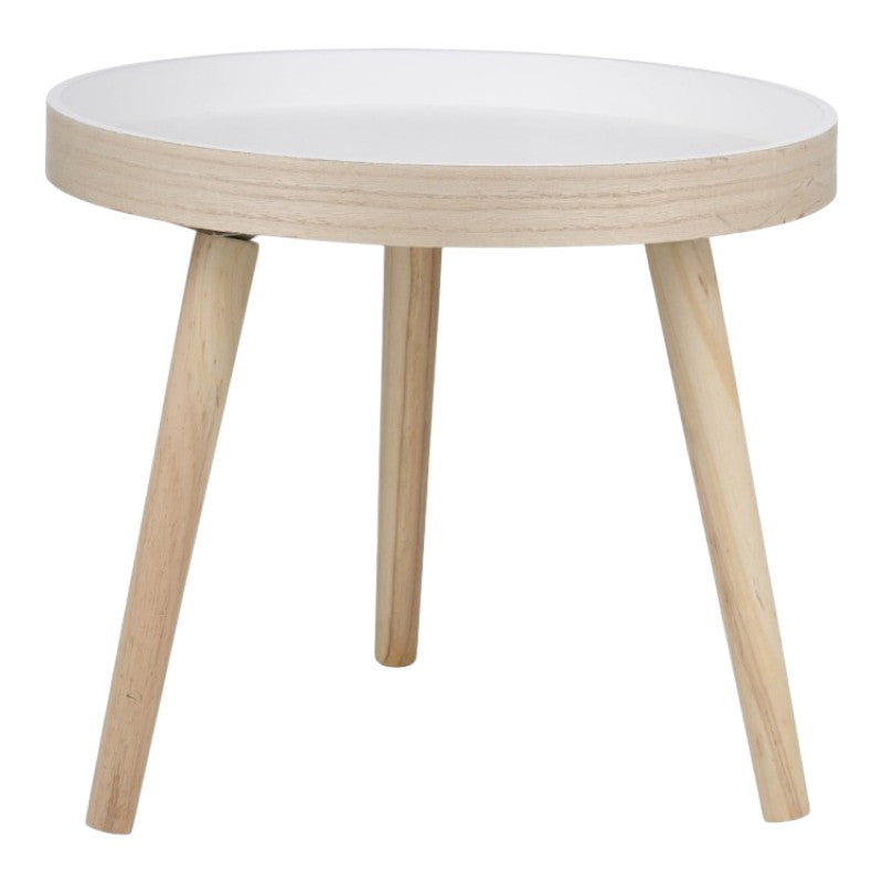Arti Casa - Ronde salontafel voor de woonkamer 40x36 cm (Wit / Hout) (2)