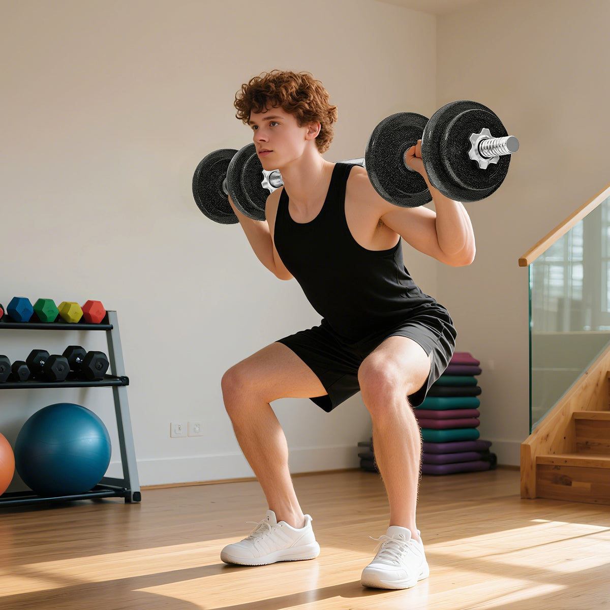 2-in-1 halterset, verstelbare dumbbells en halterstang tot 20 kg met antislipgreep voor krachttraining thuis (2)
