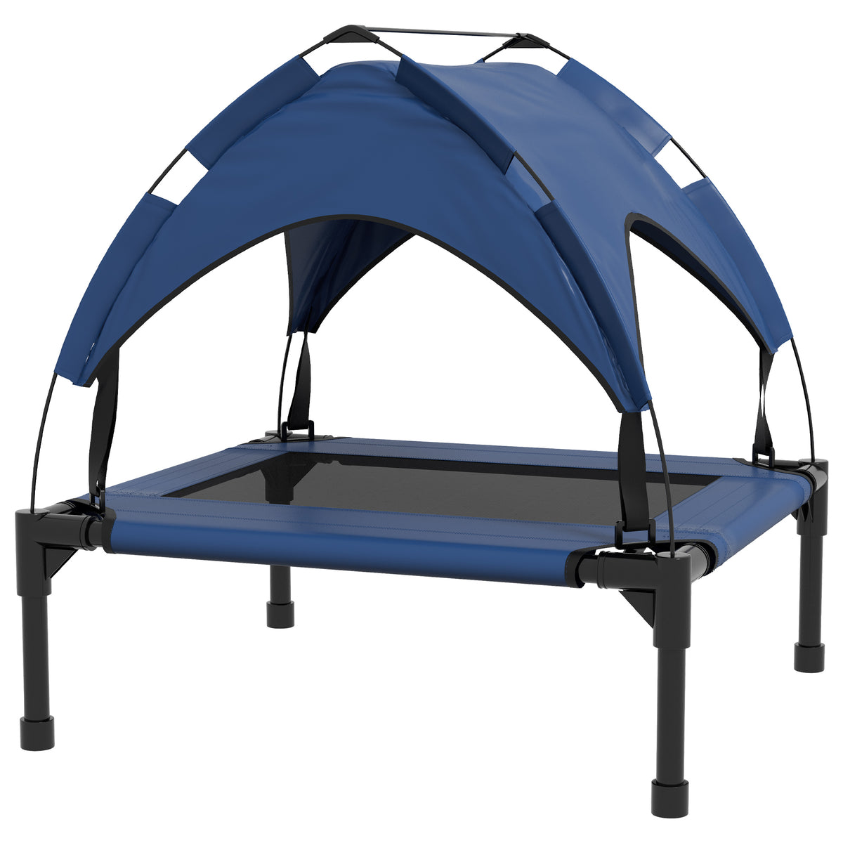Hondenbed met dak, ademend, waterafstotend, tot 20 kg, 76 x 61 x 69,5 cm, donkerblauw