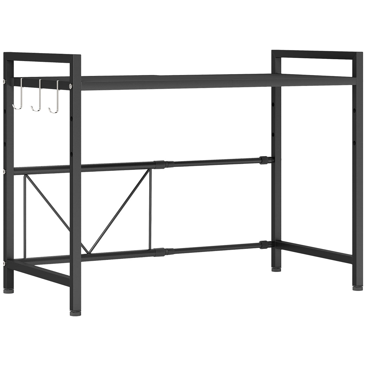 Magnetronrek, 3 haken, uitschuifbaar, metaal, 40 cm hoog, zwart