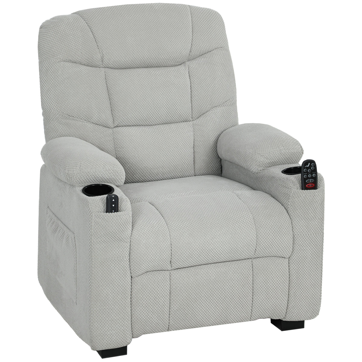 Elektrische relaxfauteuil met massage & warmte, stille motor en geheugenfunctie, grijs
