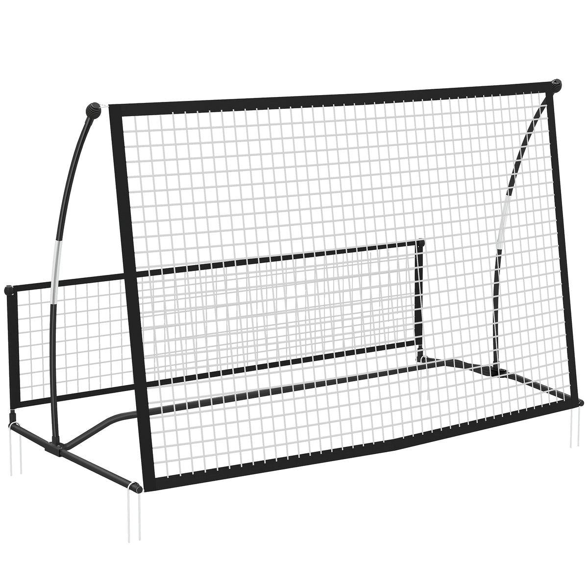 Voetbalrebounder, 2-in-1 tweezijdig inklapbaar reboundnet met terugkaatsnet, 200 x 94 cm, zwart