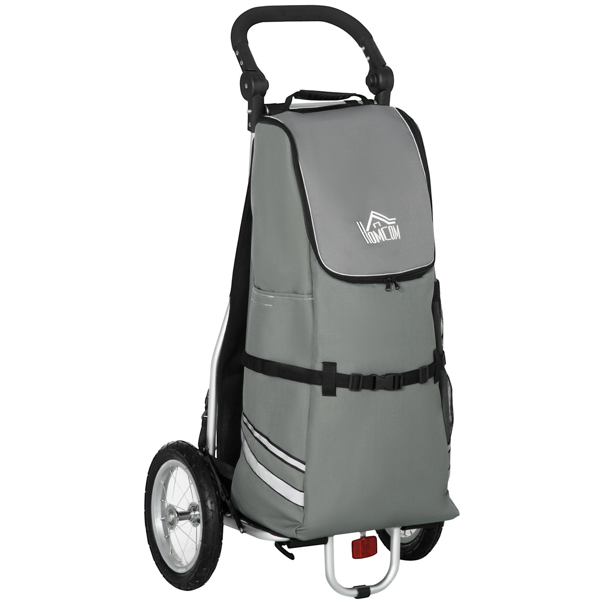 3-in-1 boodschappentrolley, winkelwagen, fietskar, steekwagen, 53 x 43 x 110 cm, grijs+zilver