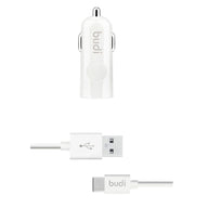 Budi - USB-autolader + USB-C-kabel (wit)