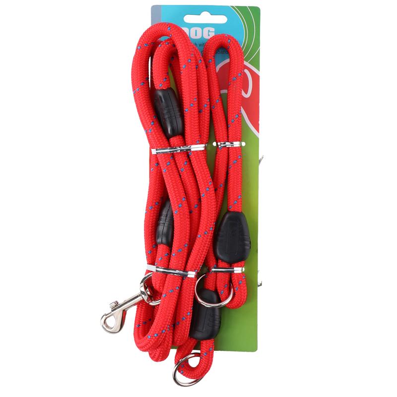 Leiband 150 cm + halsband 45 cm (rood)