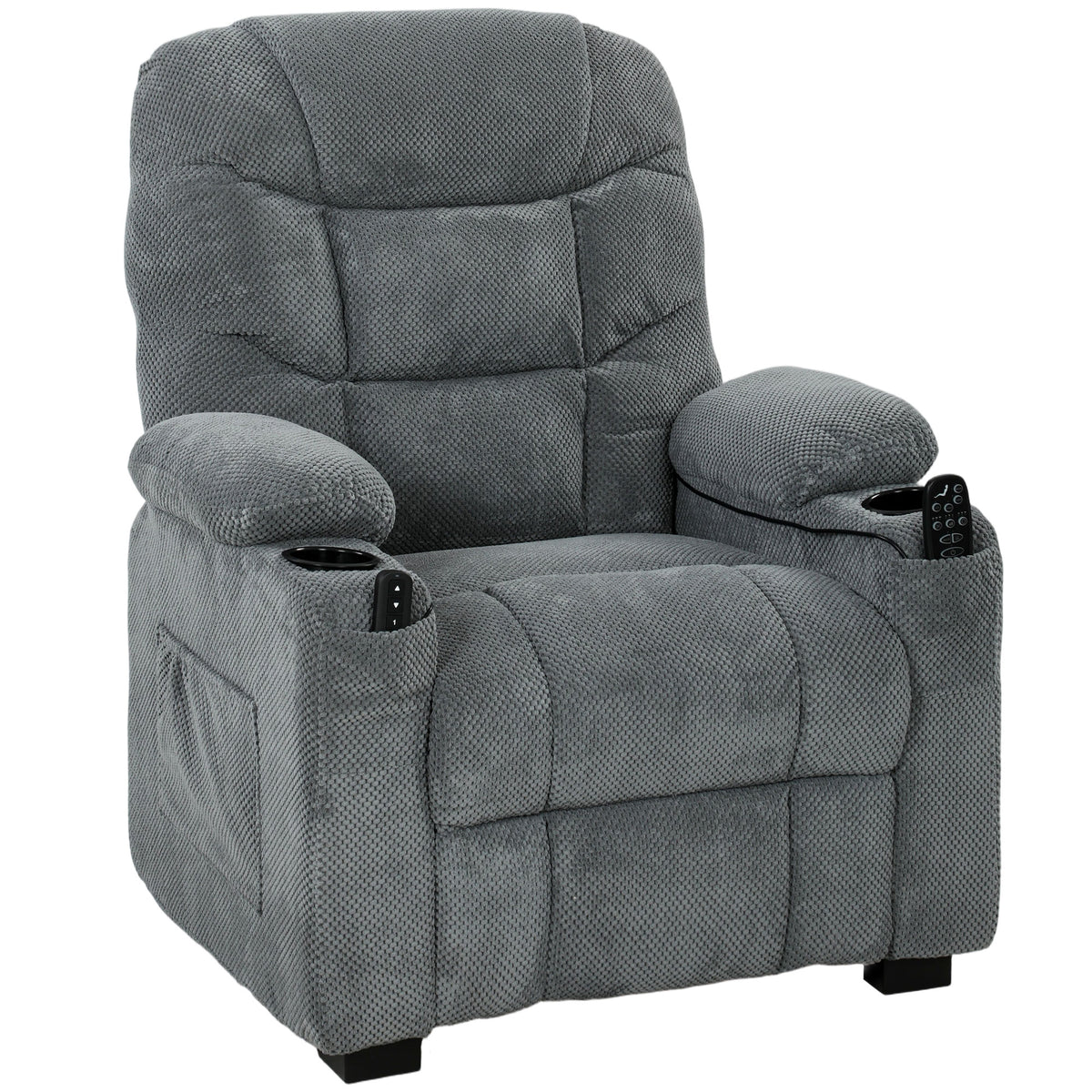 Elektrische relaxfauteuil met massage & warmte, stille motor en geheugenfunctie, donkergrijs