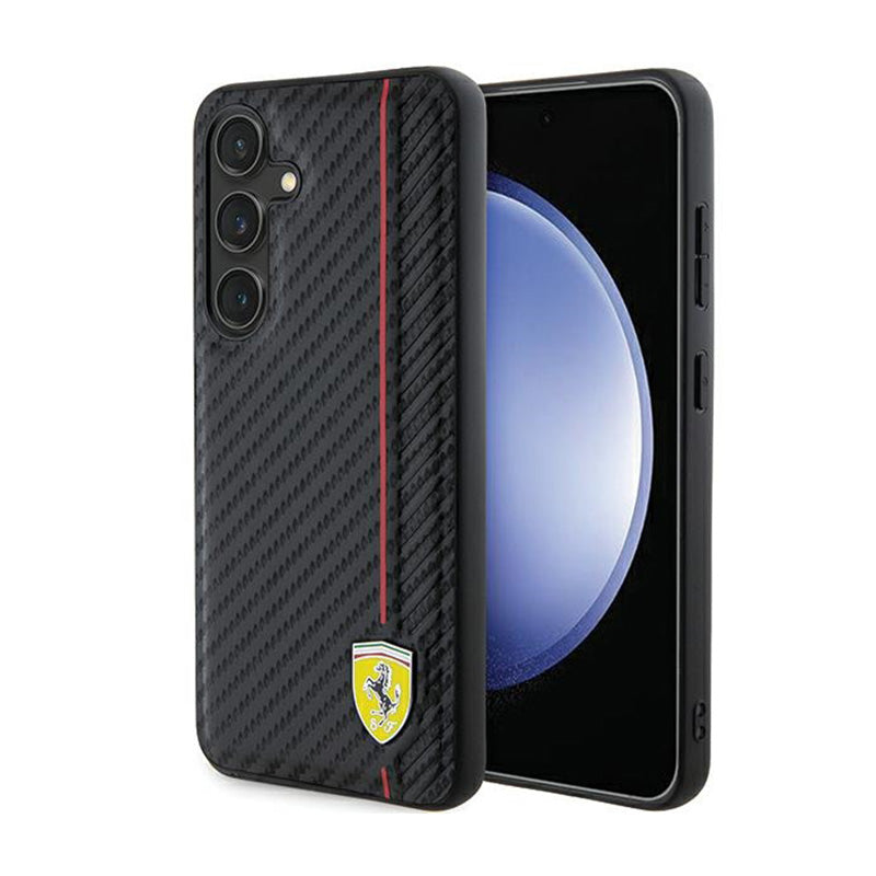Ferrari Carbon Printed Line - hoesje voor Samsung Galaxy S24 (zwart)