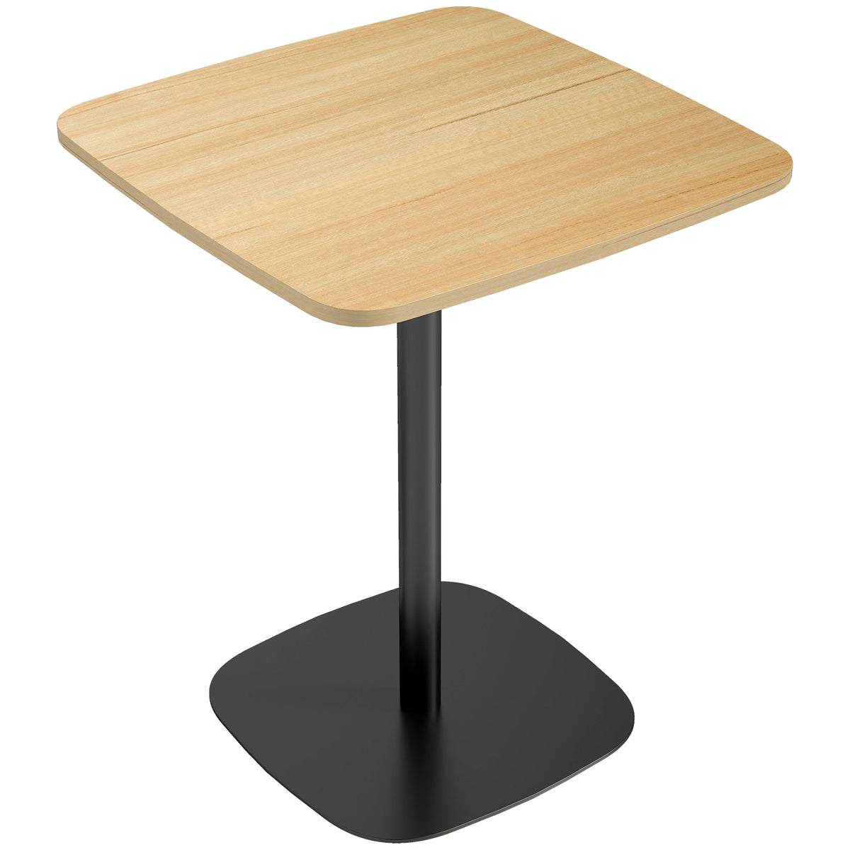 Kleine eettafel, 60 cm, vierkant, MDF-tafelblad, stalen voet, voor woonkamer, eetkamer, keuken, naturel