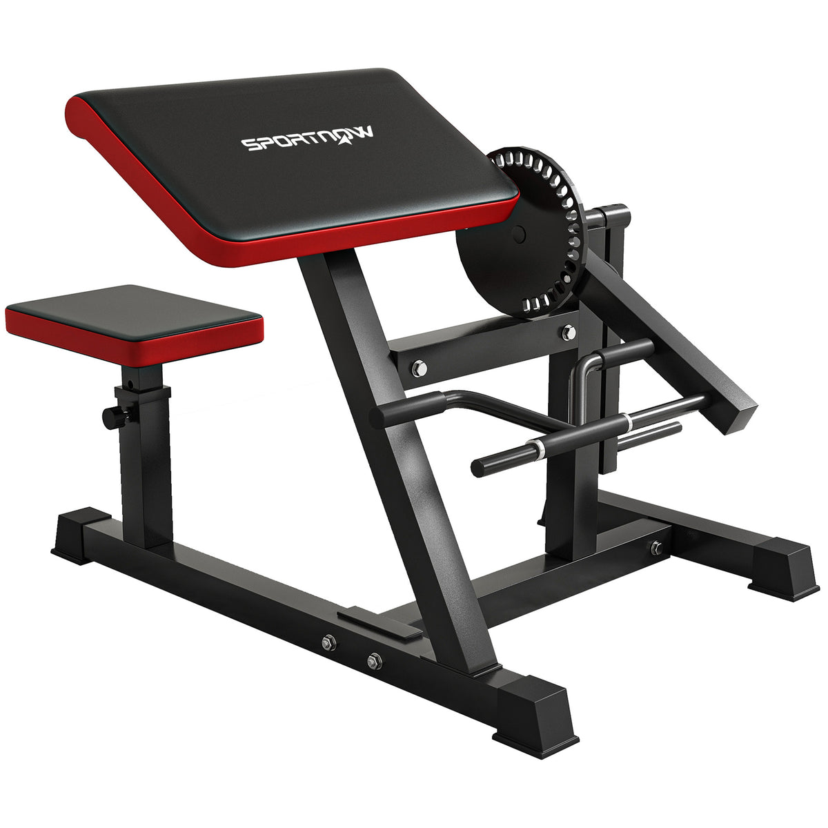 Curlbank & triceps-extension, 5 zitverstellingen, 25 hoeken, staal & kunstleer, zwart