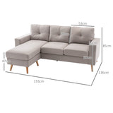 3-zits hoekbank, linnenlook, omkeerbare chaise longue, 193x136x85 cm, lichtgrijs (3)